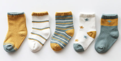 5雙裝 嬰兒襪子春秋中筒棉襪卡通條紋秋冬襪子松口新生兒寶寶襪