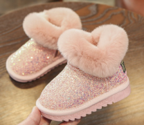 宝宝雪地靴婴儿学步鞋软底0-1-3一岁2女童公主鞋幼儿加绒棉
