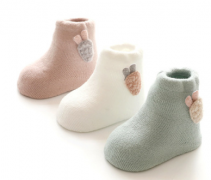 毛圈精梳棉兒童襪純色公仔配飾嬰兒中筒襪新款女童襪冬季加厚