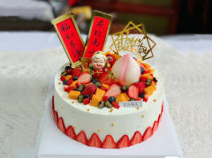 3磅/10英寸老人祝寿蛋糕寿桃寿星公寿星婆水果生日蛋糕免费送货上门1个，约3磅，圆形