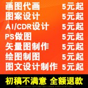 ai画图代画ps绘制图案排版平面展板cdr设计做图片转矢量图文制作