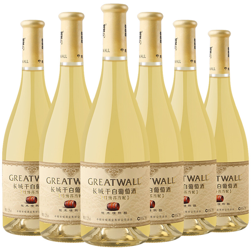 长城（GreatWall）干白葡萄酒橡木桶陈酿特级莎当妮750ML*6瓶